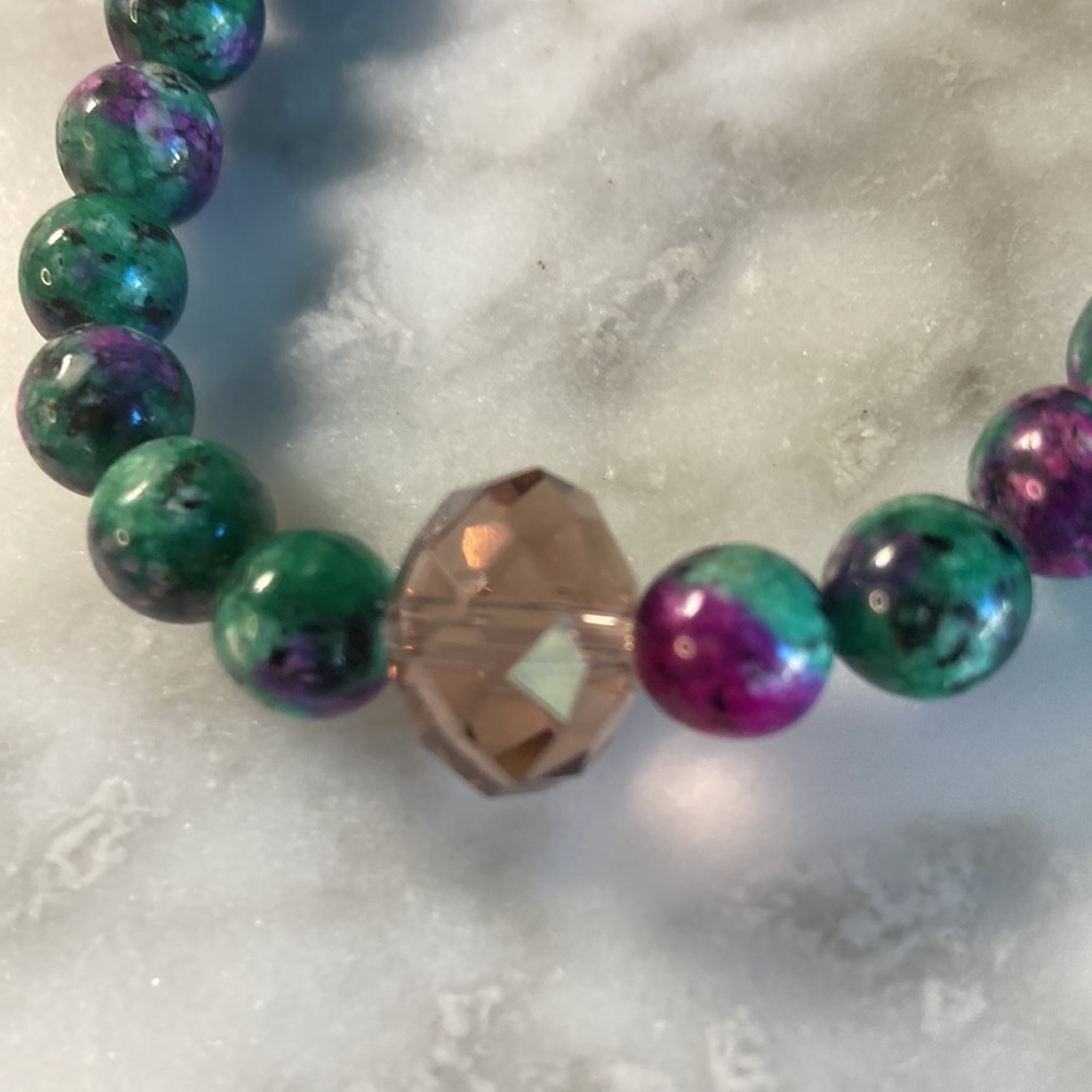 Ruby Zoisite Gemstone With Swarovski Crystal Brac… - image 3